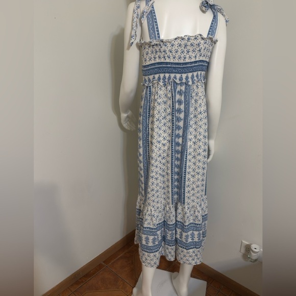 Zara blue and white printed midi dress size XS - Picture 7 of 9